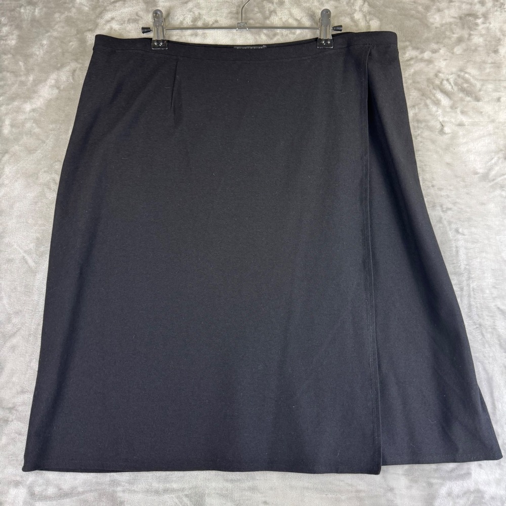 Eileen‎ Fisher Black Midi Skirt Wrap Style Women's PL 90s Career Casual (1365)